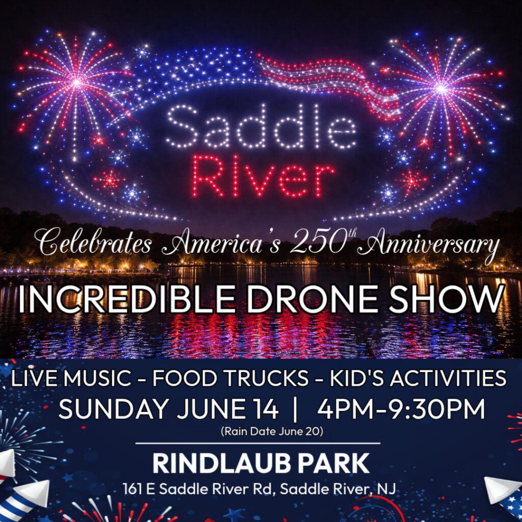 Saddle River drone fireworks over river